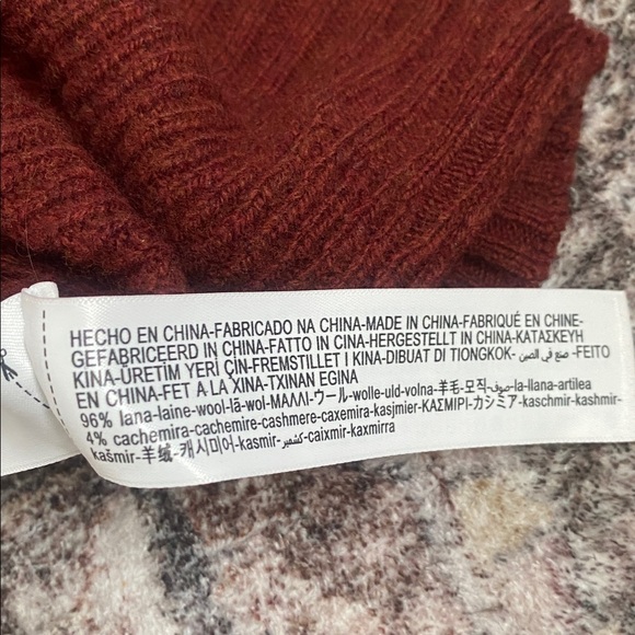 Massimo Dutti Wool Cashmere crew neck sweater size M burnt red textured knit - Picture 4 of 10